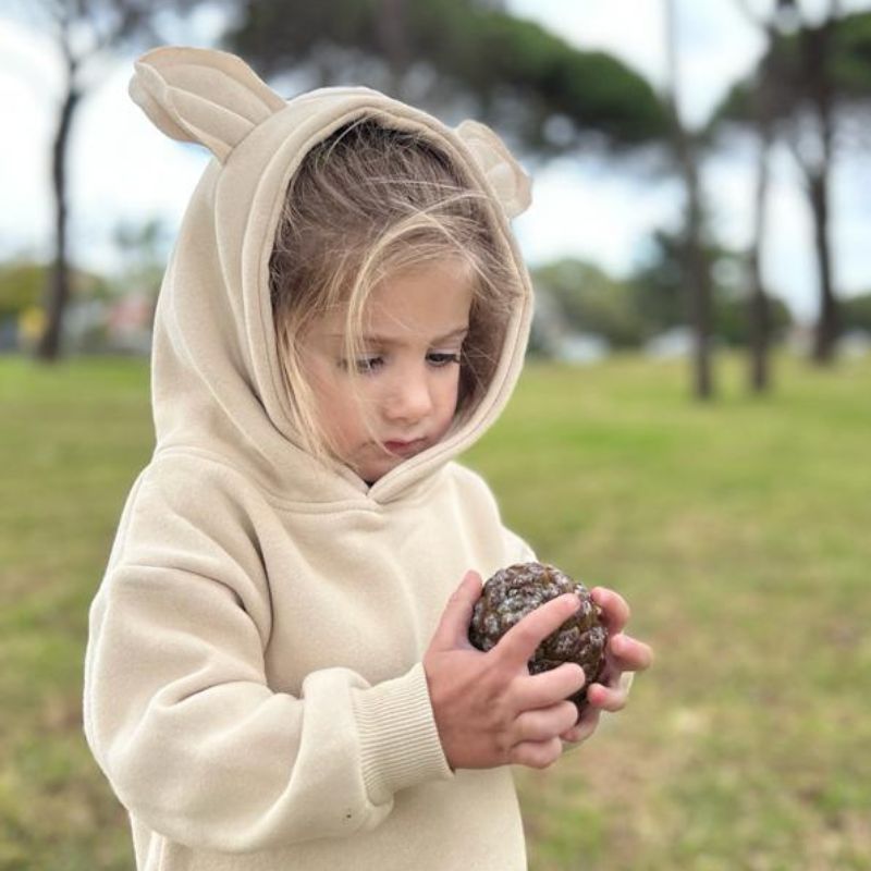 BEIGE TEDDY BEAR HOODIE