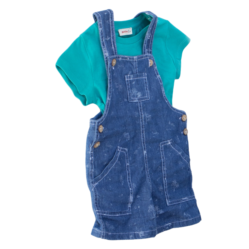 CHARLIE BEACH PRINT DUNGAREE SET